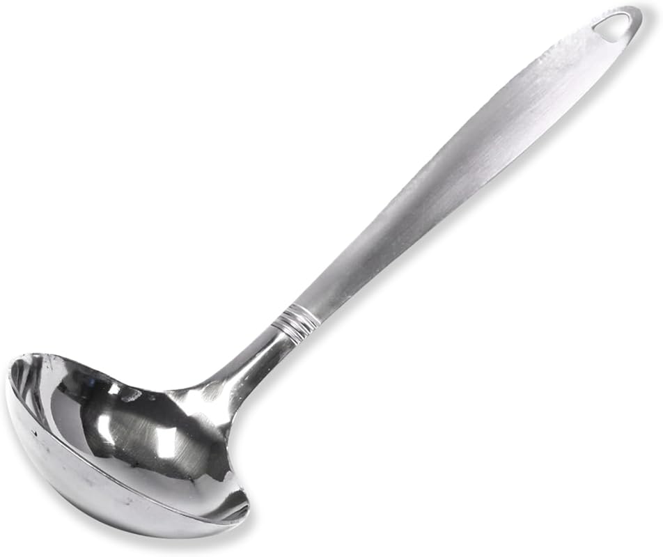 Stainless Steel Kitchen Ladle – 11.5 Inch Cooking Spoon for Soups & Sa