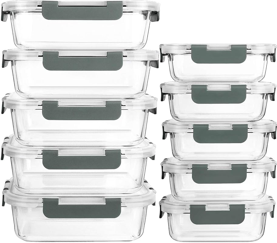 10-Pack Glass Meal Prep Contai
