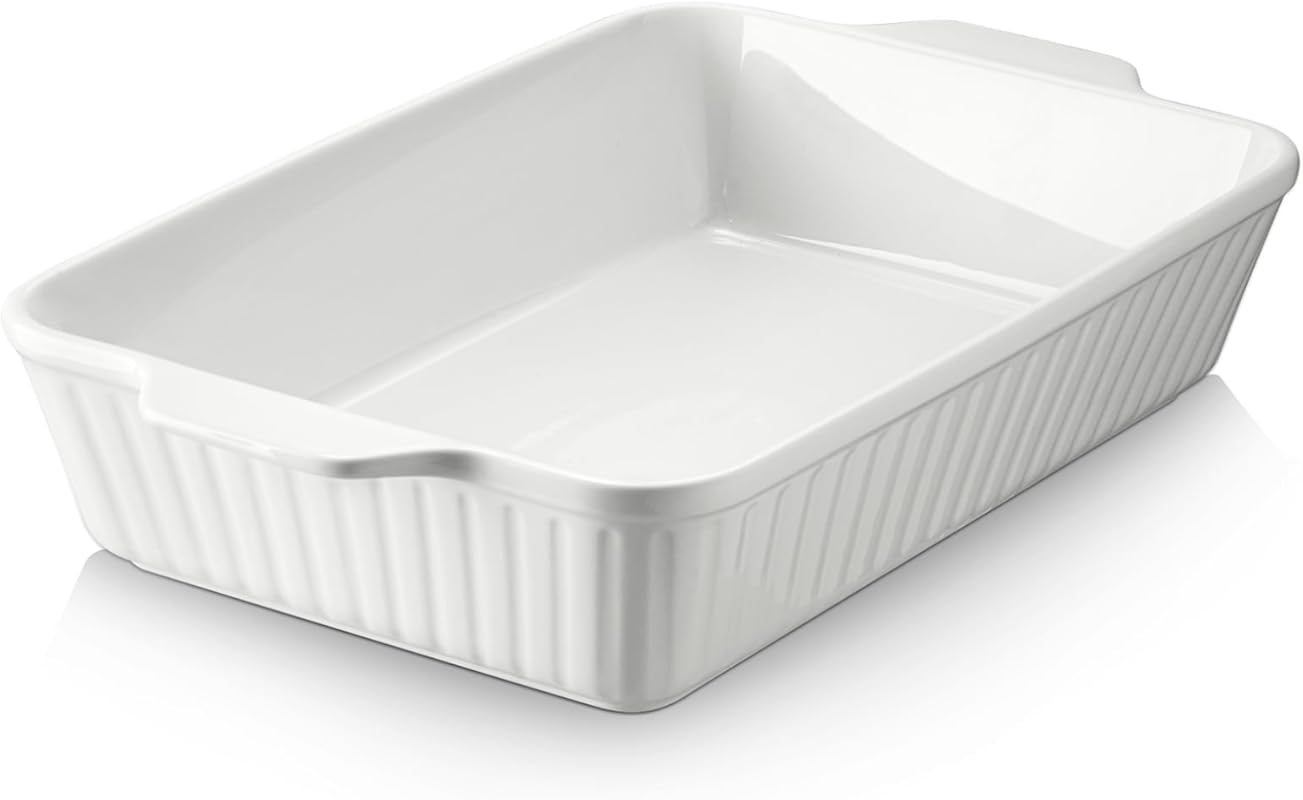 DOWAN 9x13 Ceramic Baking Dish – Deep Oven-Safe Pan with Handles for L